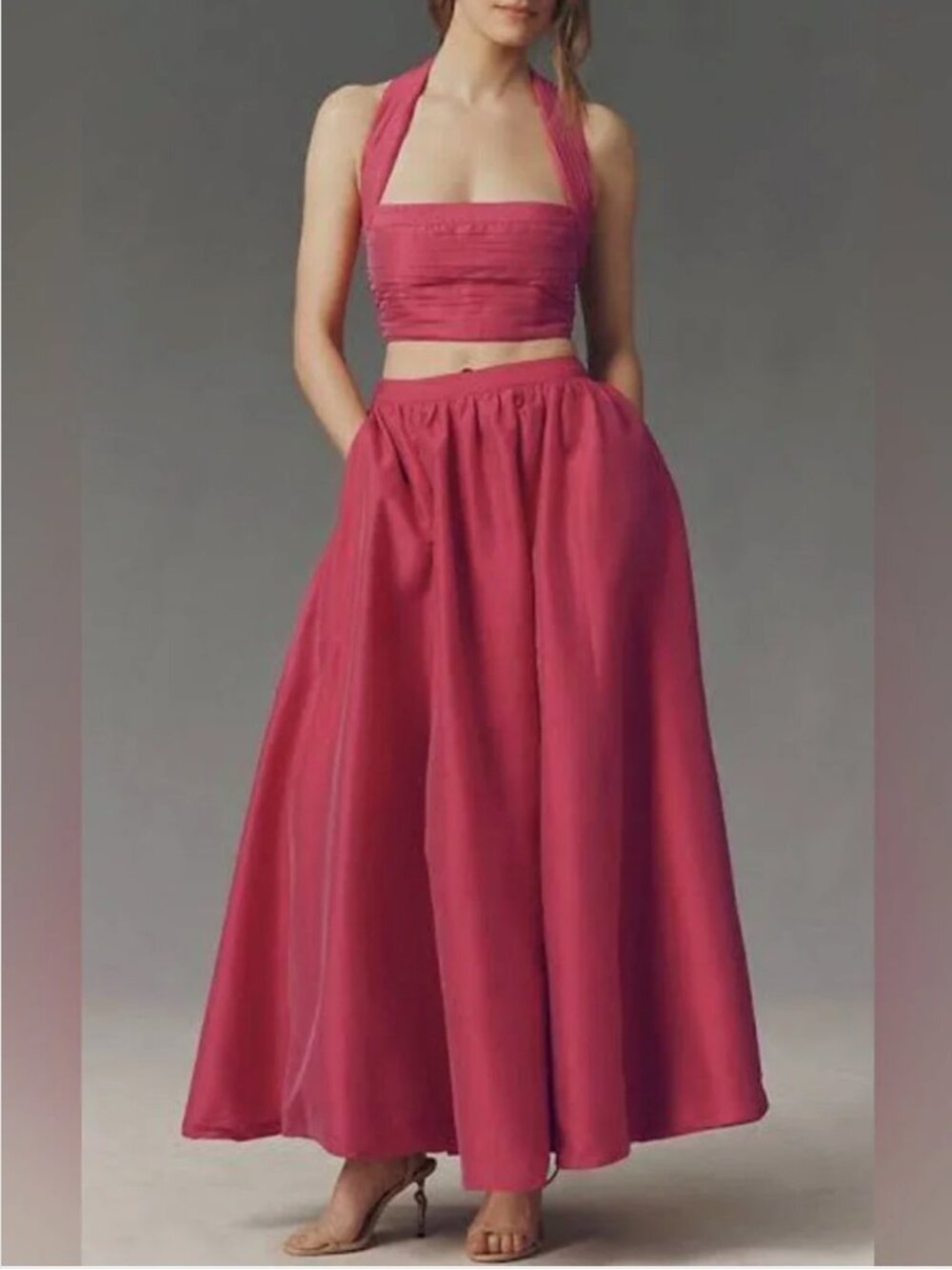 Anthropologie NWT Georgia Bubble Maxi Pink Skirt Set Skirt size S, top size M